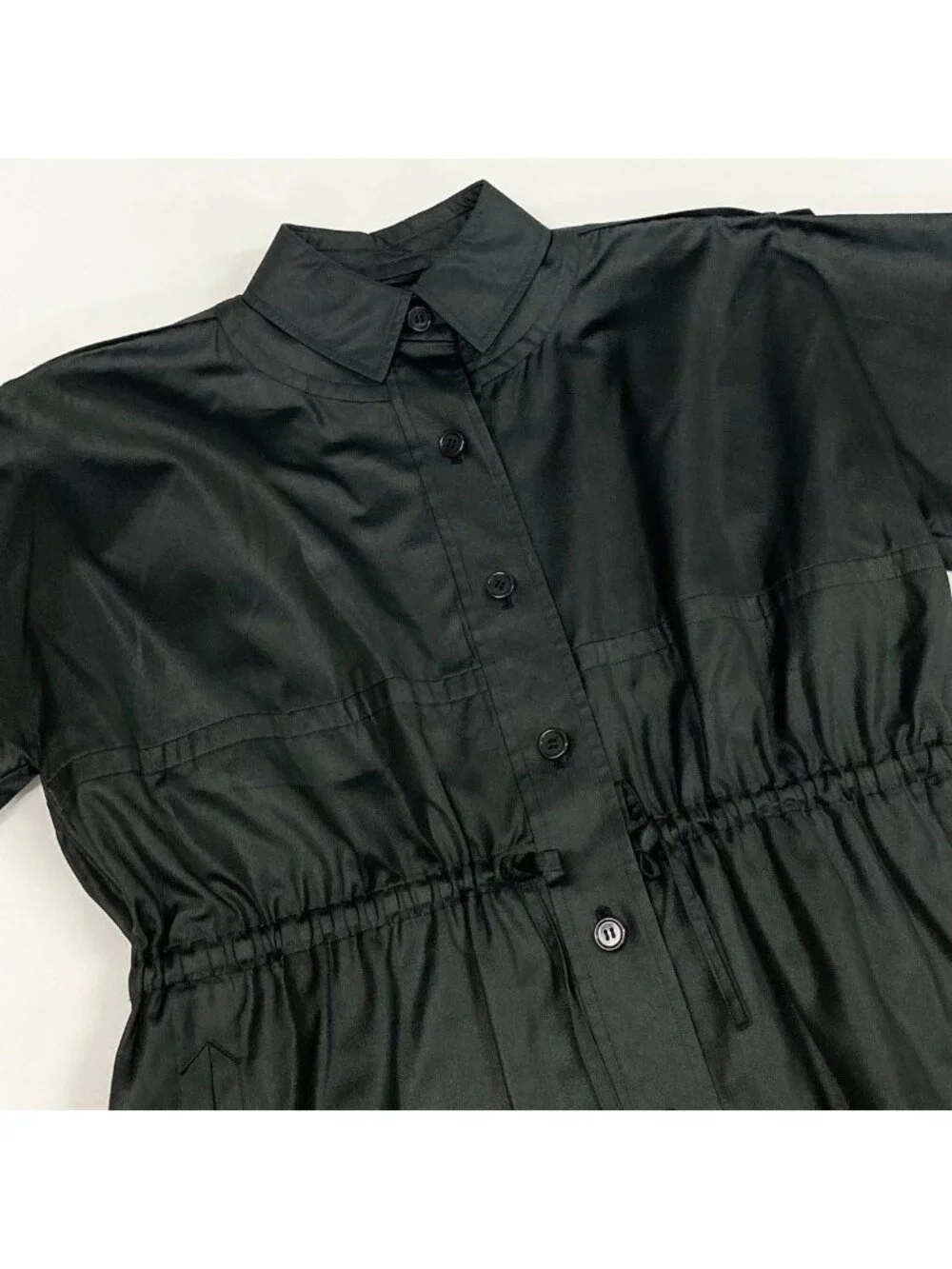 Saint Laurent H6 Long Coat Waist Mark Droast Stand Color Spring Black Female